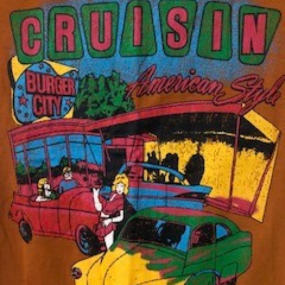 SHEIN Retro Cruisin Rust Color Short Sleeve Top - Picture 4 of 7